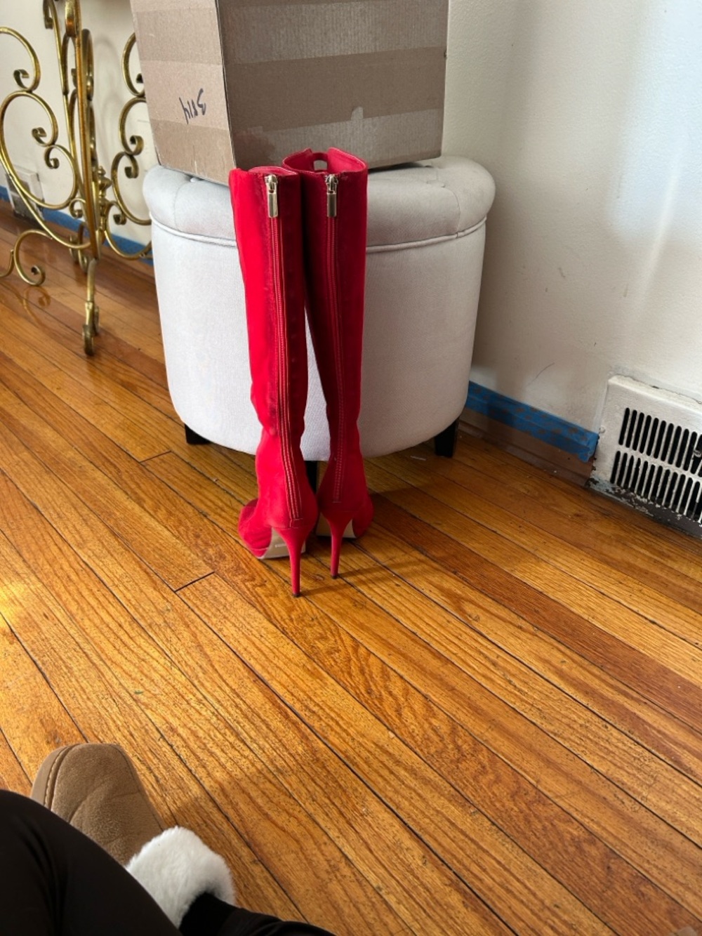 Red Lace-Up Over-the-Knee Women's Boots - Picture 2 of 5